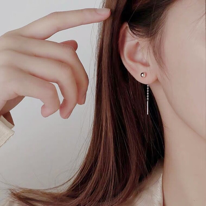 圆珠豆豆纯银小耳线女简约百搭