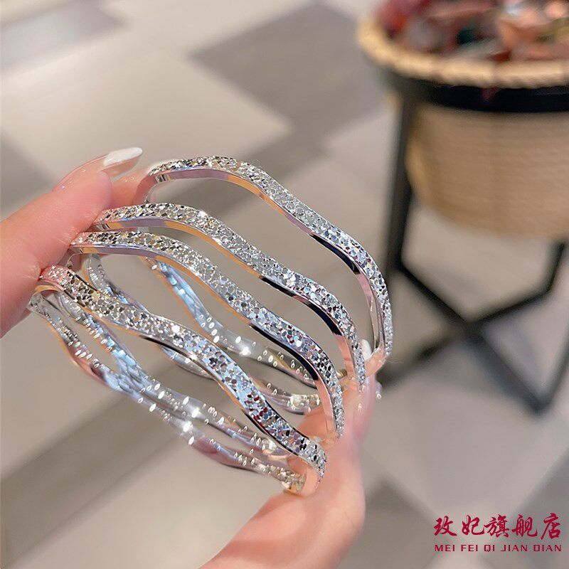 碎冰冰纯银手镯女简约百搭时尚