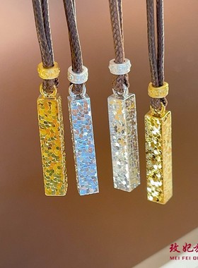 碎冰冰四方来财纯银项链女网红款