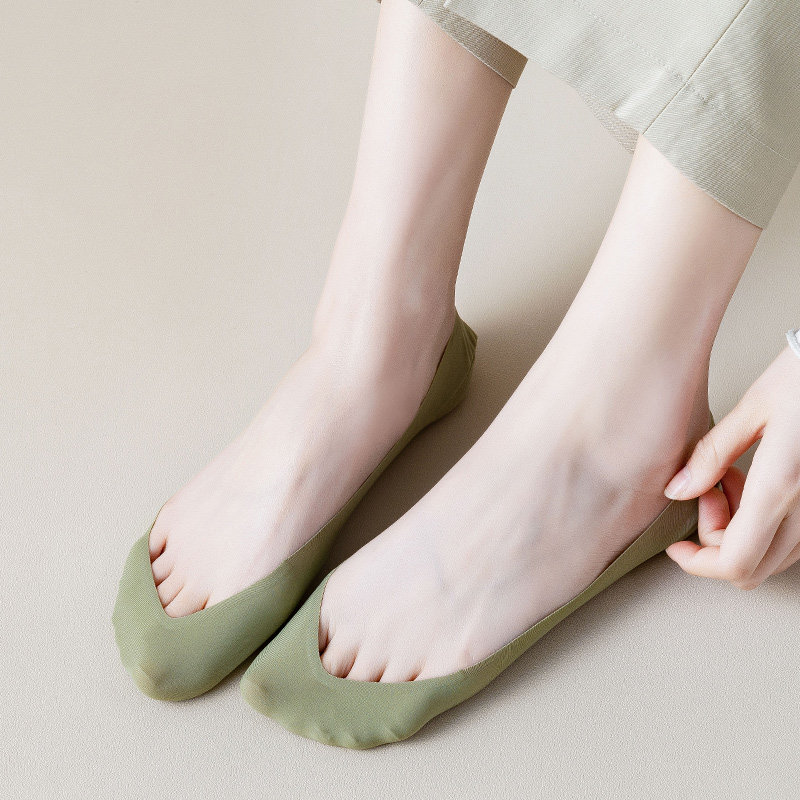 冰丝船袜女夏季薄款浅口隐形防滑脱不掉跟夏天防臭单鞋高跟鞋袜子