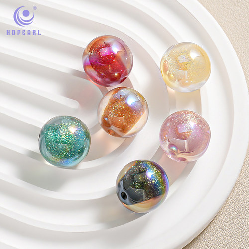 【10颗装]海蒂16MM直孔人鱼糖心圆珠diy串珠手机链饰品配件材料包