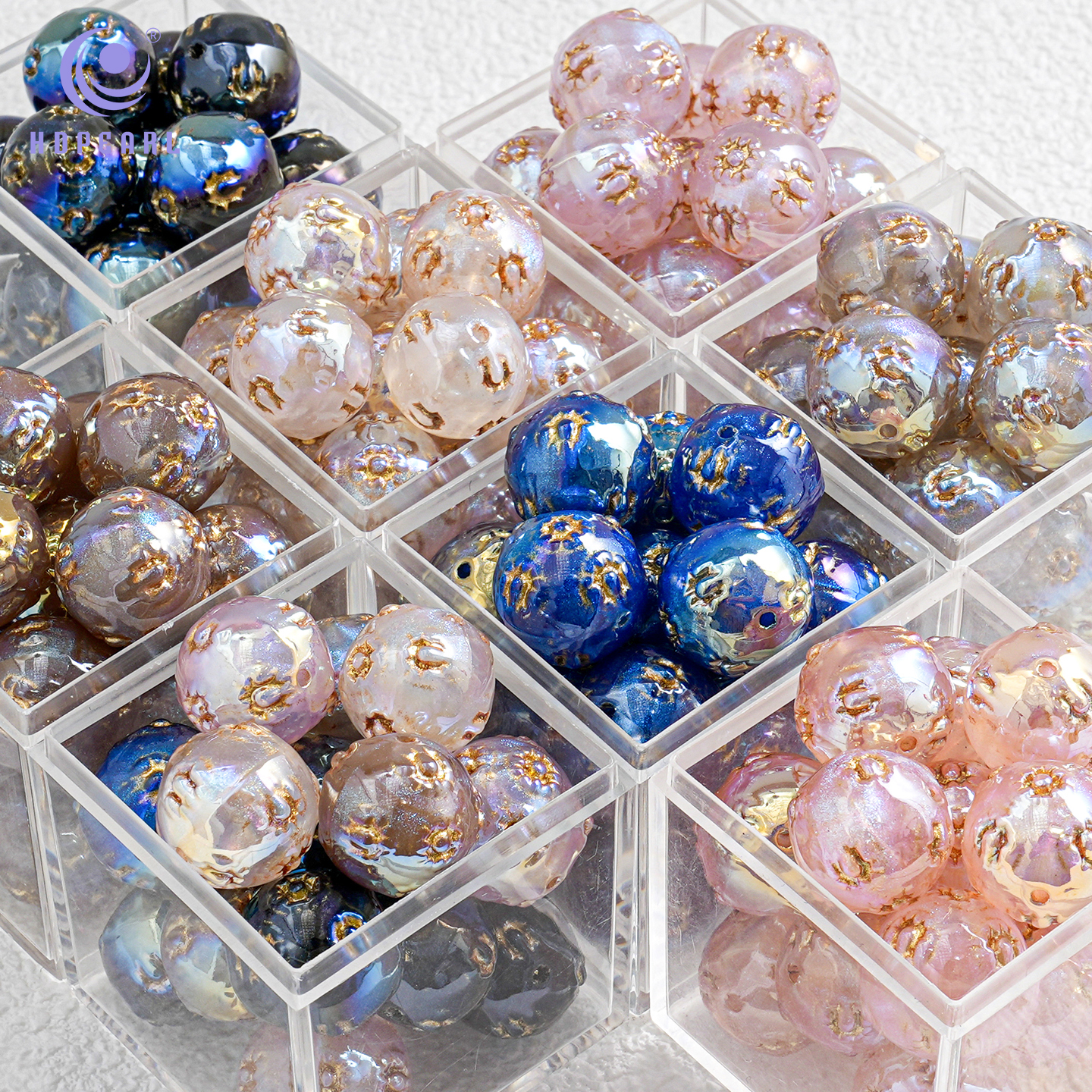 【30颗装】海蒂人鱼姬16MM金羽玲珑系圆形花纹直孔散珠diy配件