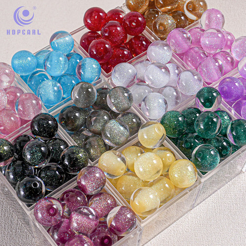 【100颗装】海蒂人鱼姬12MM落日糖心直孔圆珠diy手机链饰品配件
