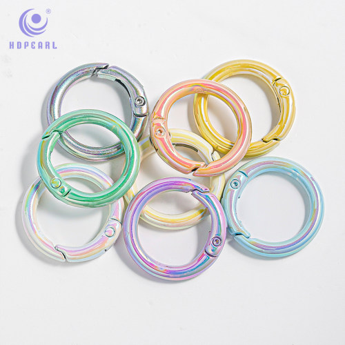 【20颗装】海蒂多巴胺彩弹簧扣炫彩圆环开口环弹簧圈DIY饰品配件