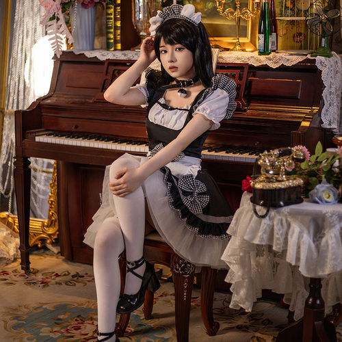 跨境亚马逊猫娘经典系黑白女仆服女佣装万圣节服COSPLAY演出服
