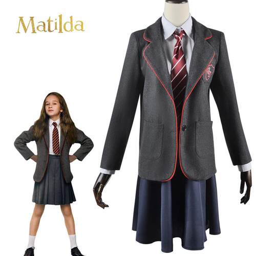 北水商贸玛蒂尔达cos灰色校服成人儿童码cosplay服欧美影视制服