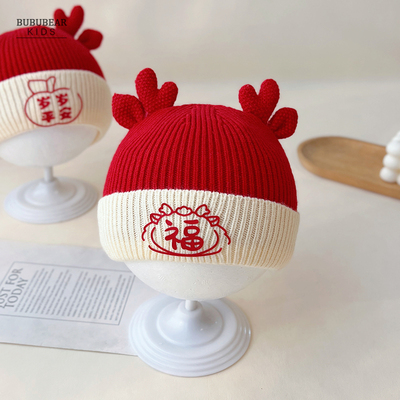 其他其他毛线帽翻边红色童帽