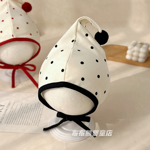 婴儿帽子春秋薄款韩版ins护耳帽宝宝春季全棉包头帽小月龄精灵帽1