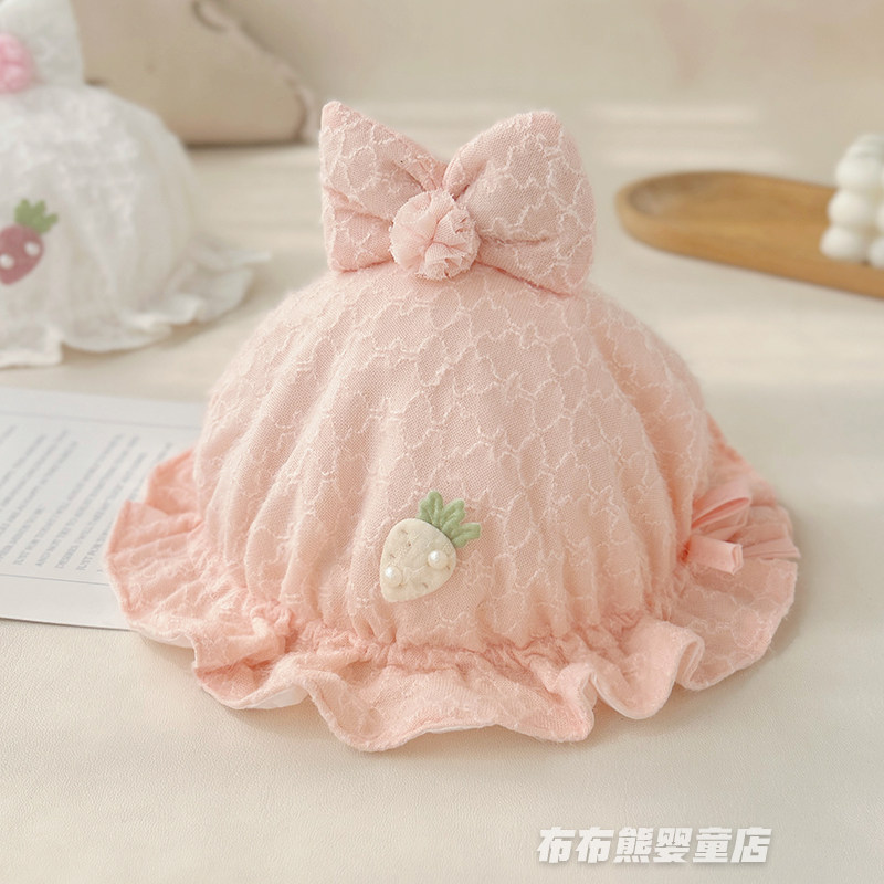 女宝宝帽子春秋可爱公主渔夫帽婴儿秋季遮阳盆帽婴幼儿无骨花苞帽