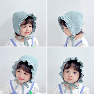 女宝宝帽子婴儿春秋季时尚洋气公主帽婴幼儿秋冬护耳套头帽宫廷帽