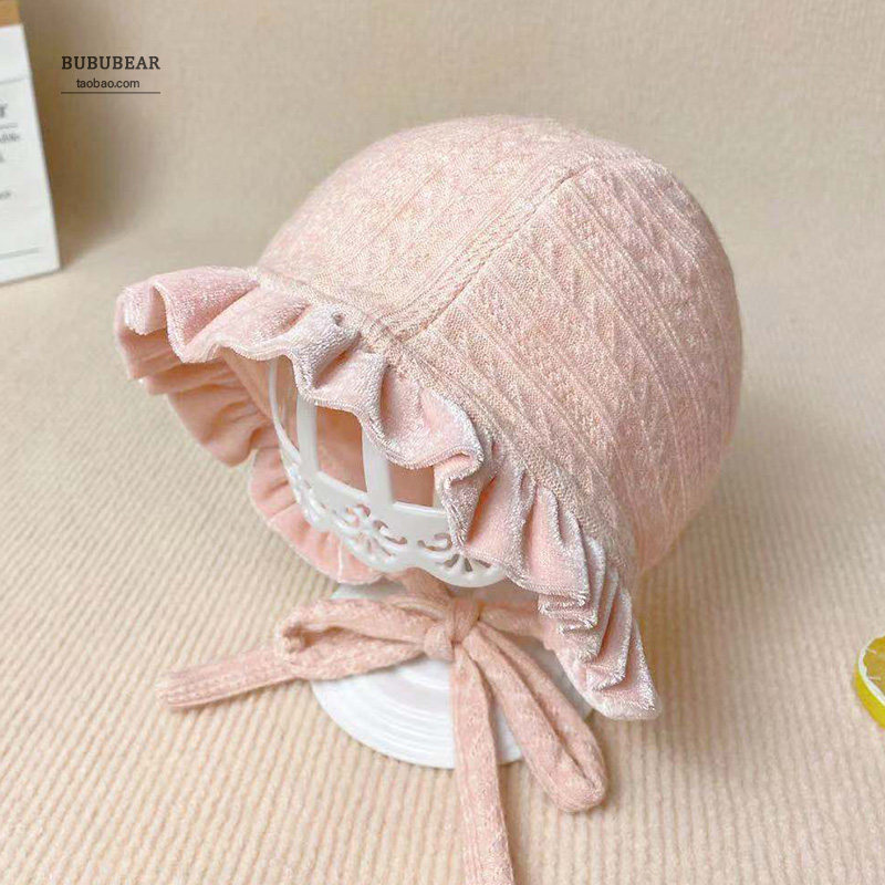 宝宝帽子秋冬季薄款可爱超萌宫廷帽婴儿秋天纯棉针织帽时尚公主帽