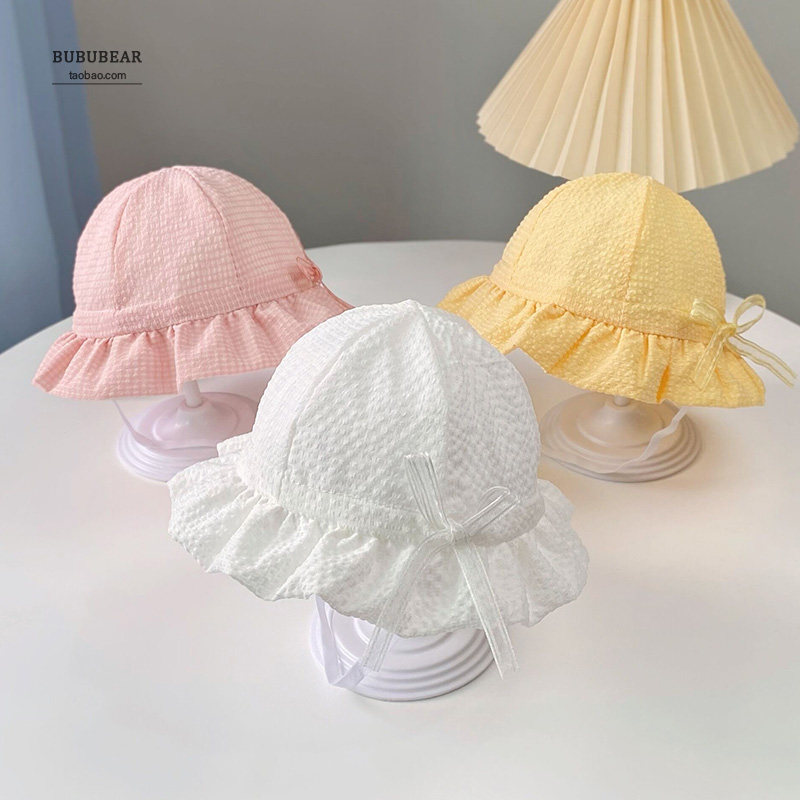 女宝宝帽子夏季可爱公主遮阳渔夫帽婴儿春秋薄款防晒帽幼儿太阳帽