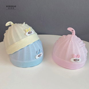 新生婴儿夏季拨款透气无骨胎帽初生宝宝夏天婴幼儿单层护卤门帽子