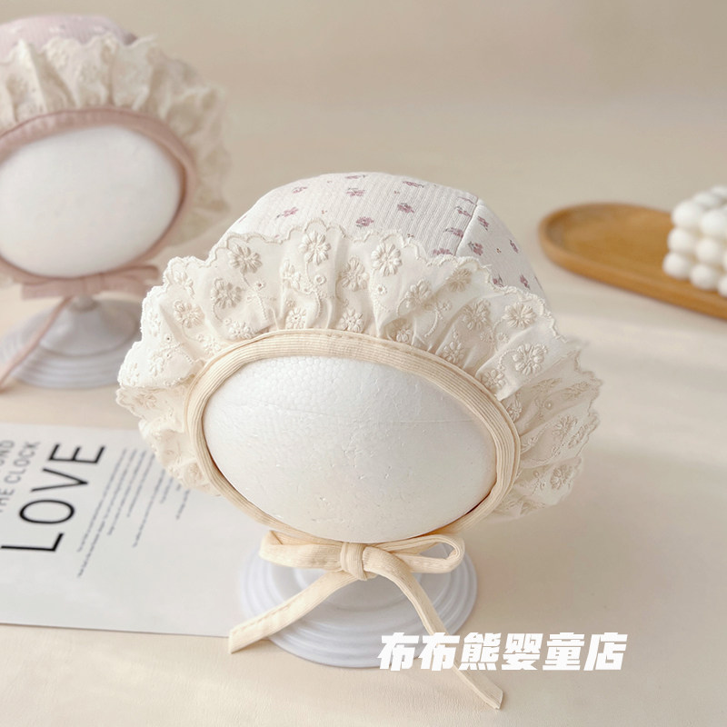 婴儿帽子春秋款公主洋气护耳帽女宝宝秋季防风宫廷帽婴幼儿包头帽