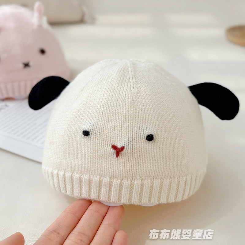 新生婴儿帽子秋冬季可爱卡通针织帽宝宝冬天保暖毛线帽小月龄胎帽