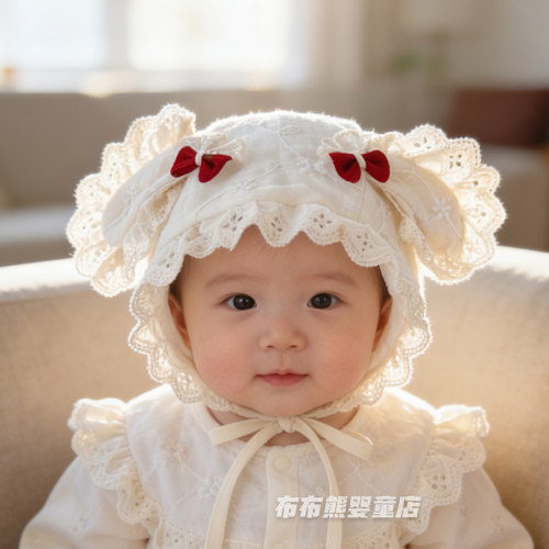 婴儿帽子春秋款可爱洋气护耳帽女宝宝春季遮阳帽婴幼儿防风宫廷帽