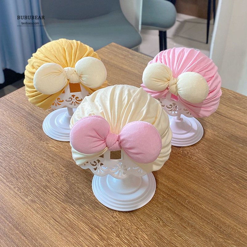 3个月0-6护脑门心印度婴儿帽子
