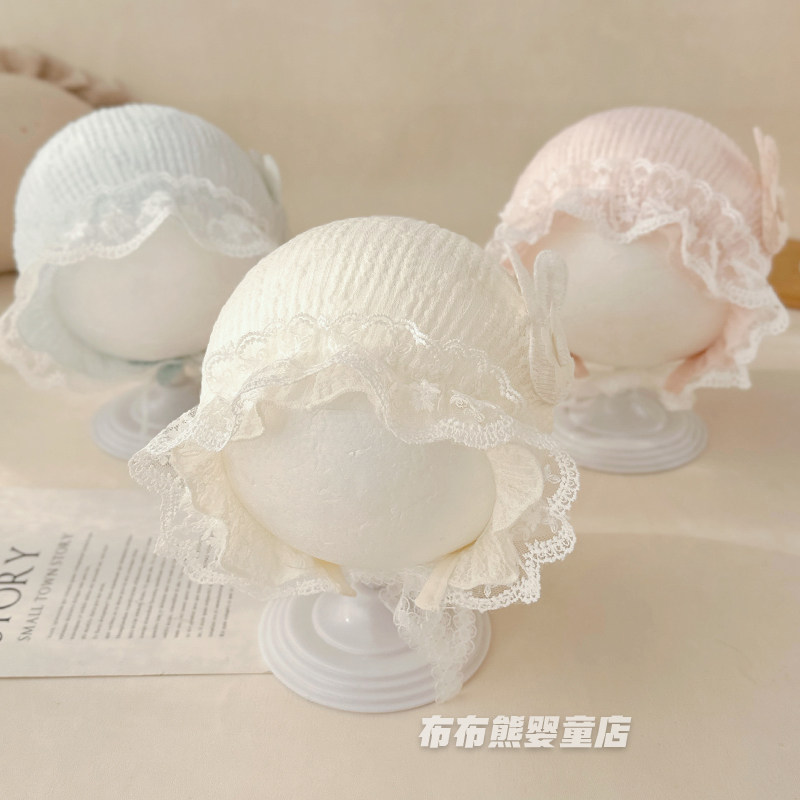 婴儿帽子春夏季薄款蕾丝公主帽女宝宝夏天宫廷帽婴幼儿遮阳帽胎帽