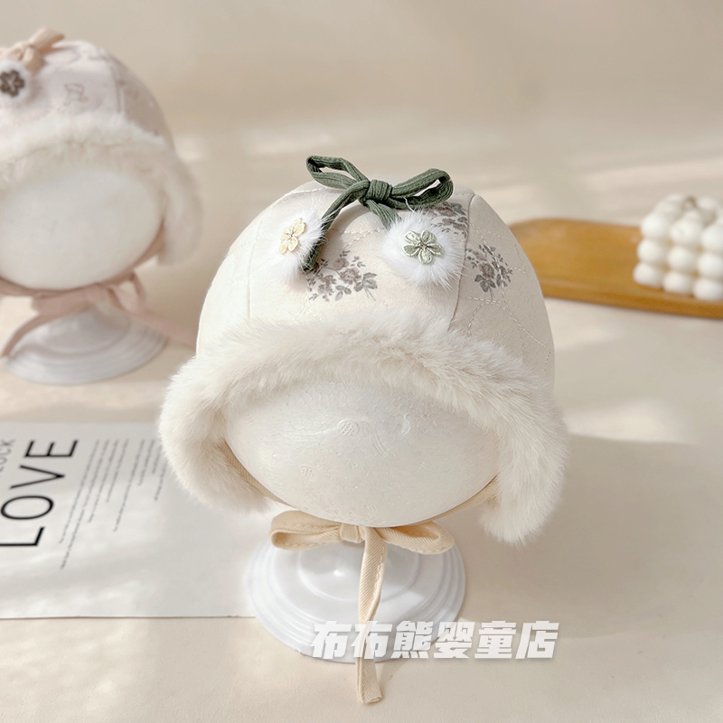 婴儿帽子冬季加厚保暖护耳帽女宝宝冬天国风包头帽婴幼儿防风胎帽