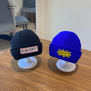 儿童帽子男宝宝秋冬季帅气针织毛线帽婴幼儿男童冬天薄款套头帽