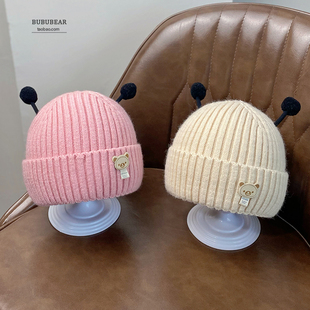 宝宝冬季毛线帽子婴儿冬天保暖针织帽男童女童可爱超萌套头帽儿童