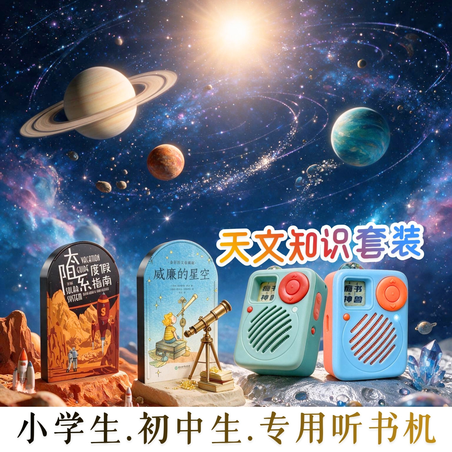 天文知识宇宙太空科普2卡套装.中小学生专用痴书神兽听书机故事机图片