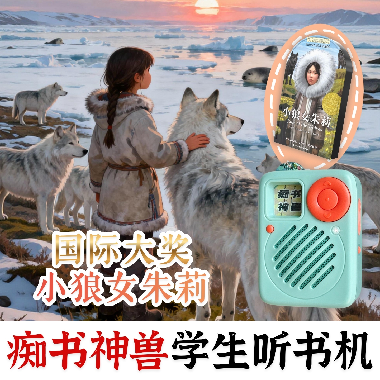中小学习提升.国际大奖经典小狼女朱莉.痴书神兽学生听书机故事机