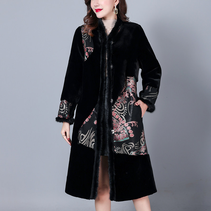水貂毛妈妈外套冬装两面穿皮草大衣女秋装新款中老年女装秋冬立领