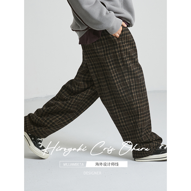 williambeta格纹羊毛混纺萝卜裤