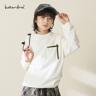 williambeta25冬新款 T恤 针织100%棉柔软亲肤竹节儿童长袖