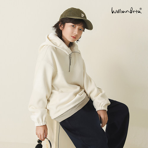 williambeta25冬新款针织银狐绒温暖舒适连帽儿童卫衣