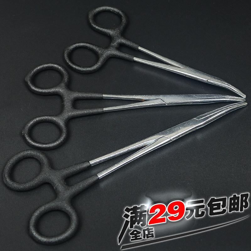 加粗型弯嘴止血钳钓鱼持针器摘鱼钩钳子不锈钢绑鱼钩专用大号弯头