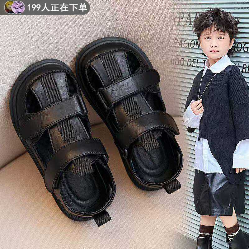 真皮男童凉鞋小皮鞋2026夏季新款儿童单鞋软底黑色演出鞋真皮鞋子