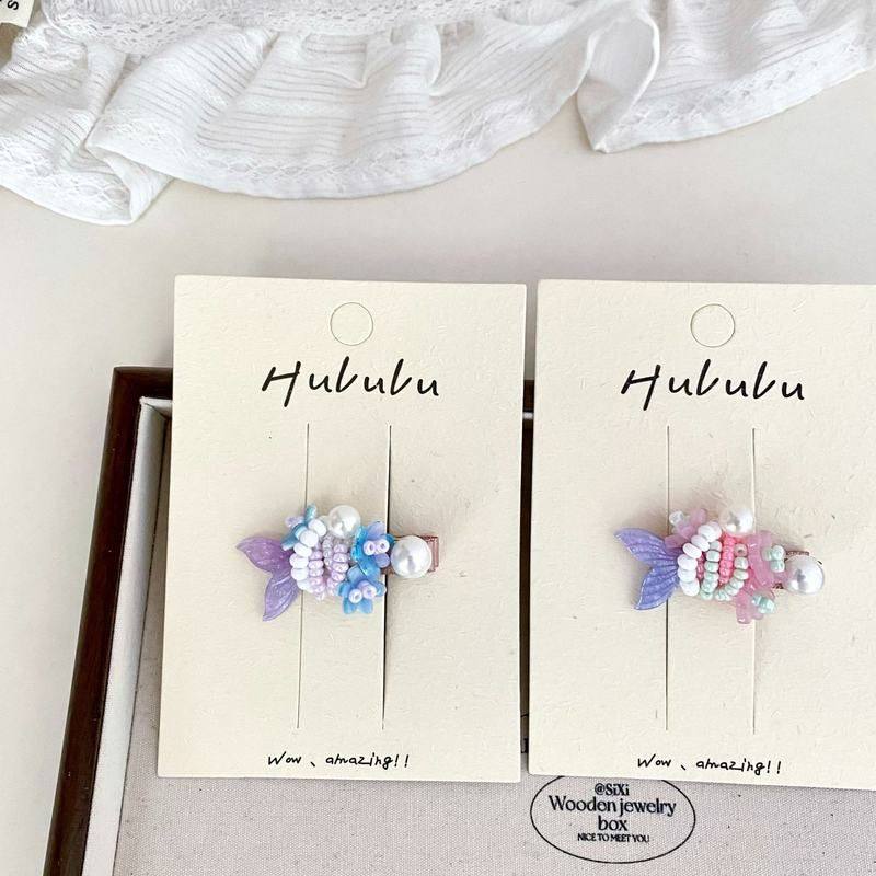 新款甜美串珠鱼尾儿童发夹小女孩公主风发卡边夹刘海夹鸭嘴夹发饰,童装/婴儿装/亲子装,发饰,淘宝优惠券,粉丝福利购,淘宝优惠卷