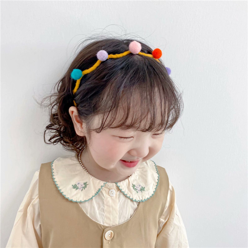 彩色毛绒球儿童不伤发波浪发箍
