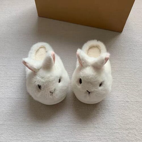 奶团小兔增高棉拖鞋冬季新款毛绒包跟家居保暖厚底女款加绒软底