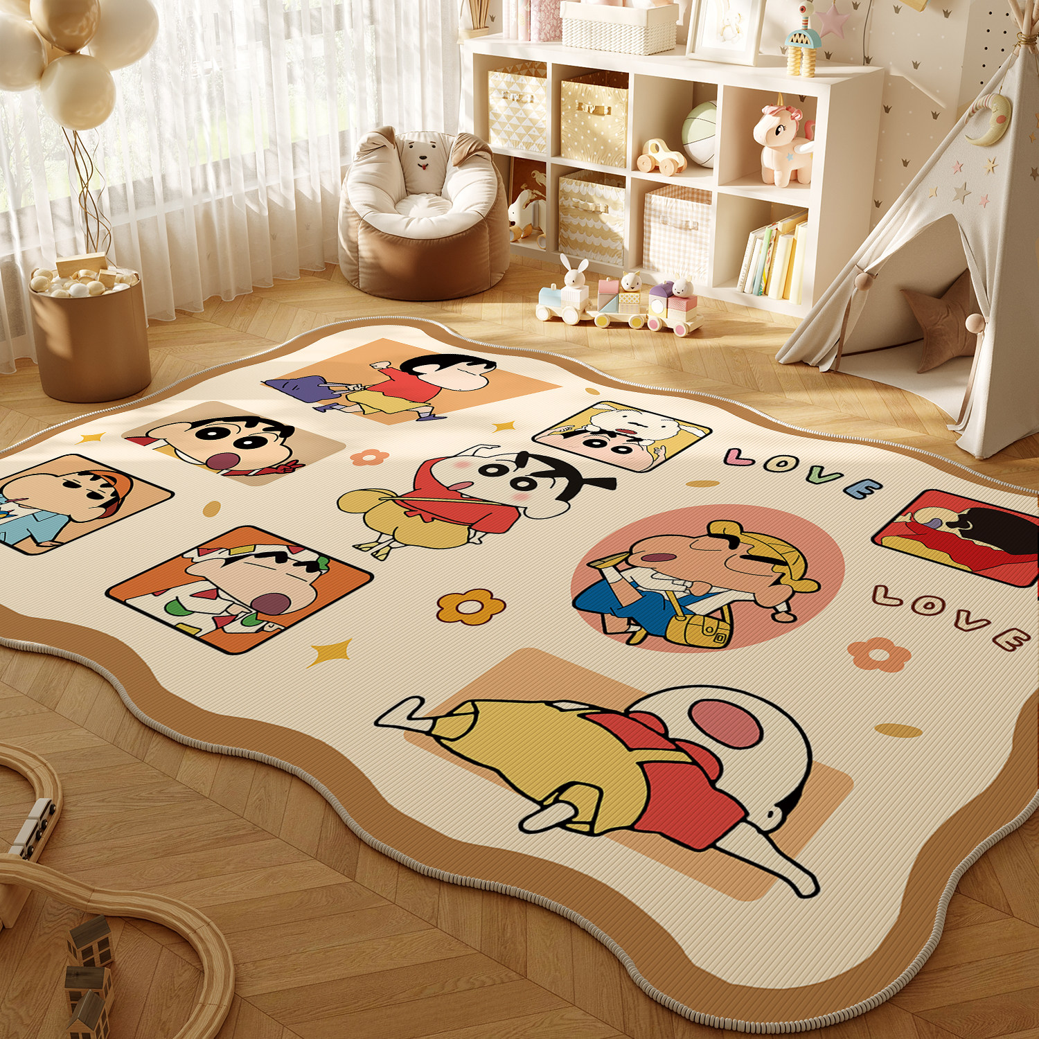 蜡笔小新地毯儿童客厅阅读区玩耍加厚防水不规则异形卡通卧室地垫,居家布艺,地毯,淘宝优惠券,粉丝福利购,淘宝优惠卷