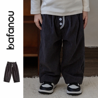 巴梵欧女童裤子秋外穿韩系休闲裤宝宝灯笼裤灯芯绒洋气新款白色