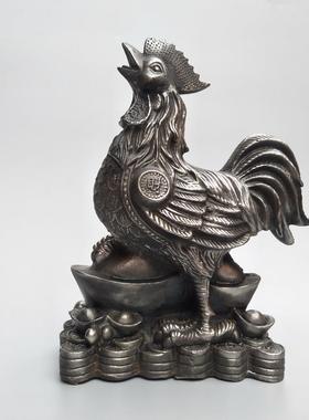 铁器公鸡摆件铸铁元宝财字生肖家居门庭客厅玄关铁公鸡工艺礼品摆