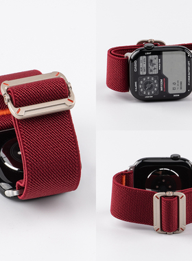 新年红｜匠戴适用苹果S11手表S10applewatch9表带编织iWatch8工装尼龙7舒适ultra3透气SE3男6高级5秋冬腕表带