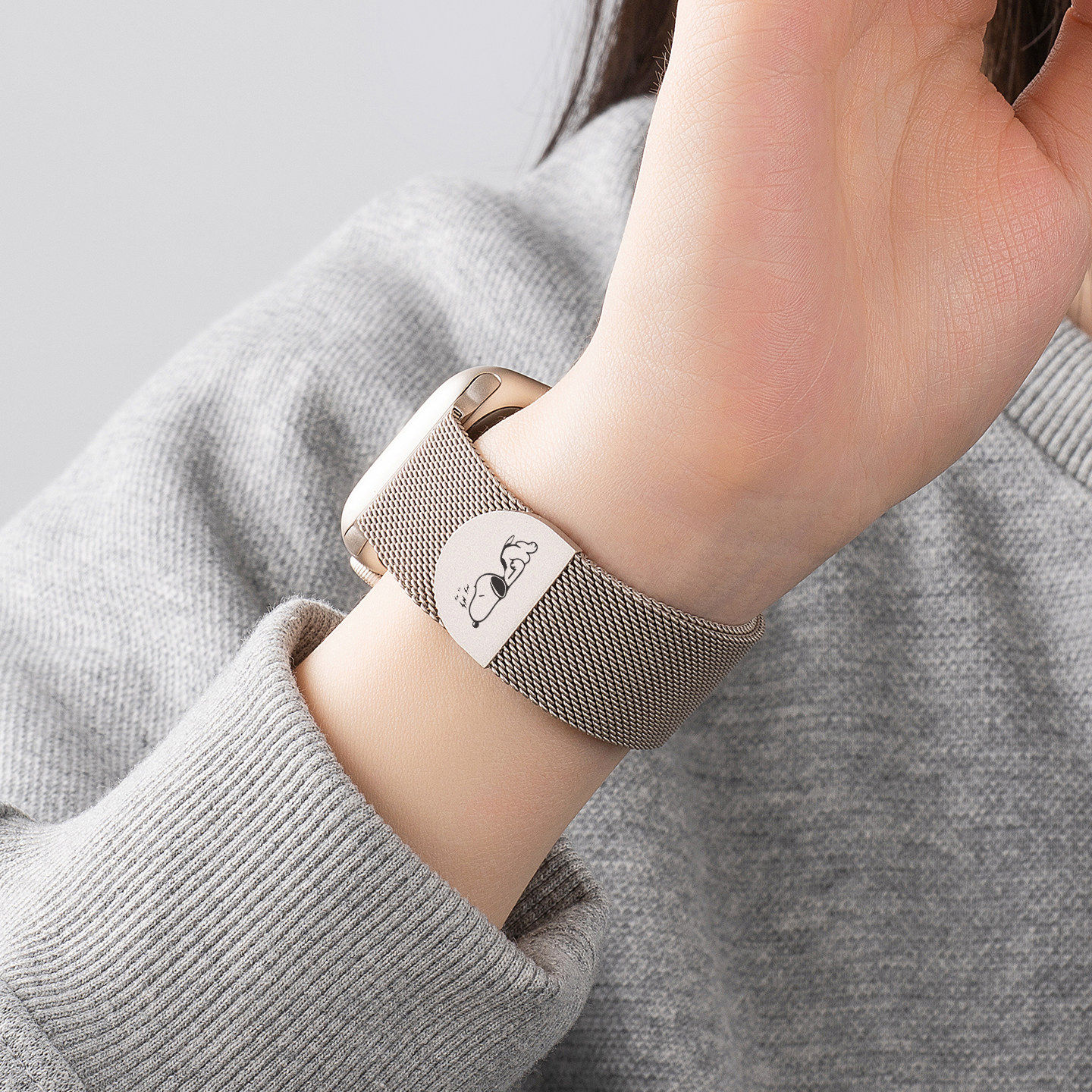 【史努比】匠戴适用苹果s10手表iwatchS11米兰尼斯表带applewatch10镭雕可爱S9金属女款8高级磁吸se3智能秋冬