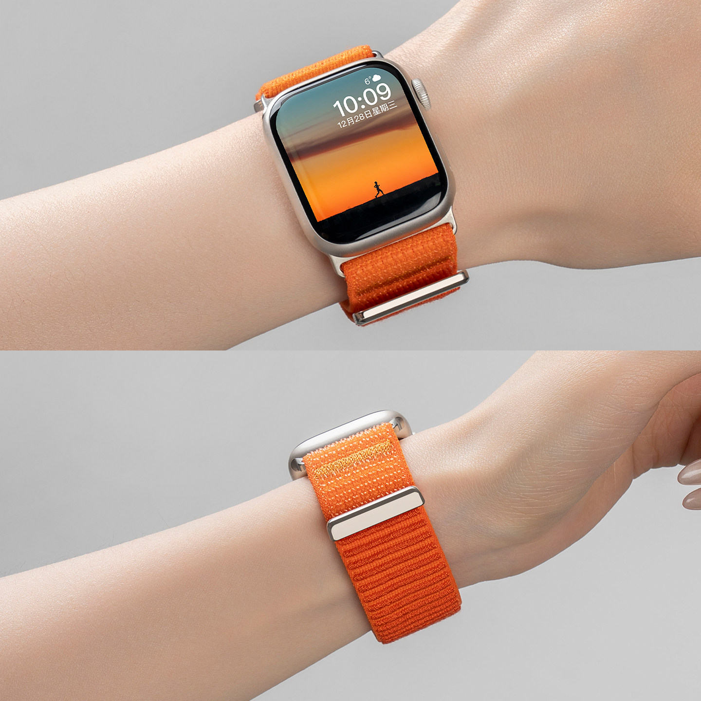 匠戴适用苹果S11手表applewatch9表带iwatch10山地纹尼龙编织S9夏天运动8男女款创意SE3高级智能11新款魔术贴