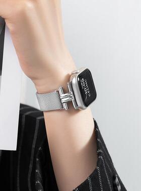 适用iwatch11苹果S11手表S10表带Applewatch9双管米兰S8金属夏SE3高级新款ultra3运动10代夏天男女智能watchs