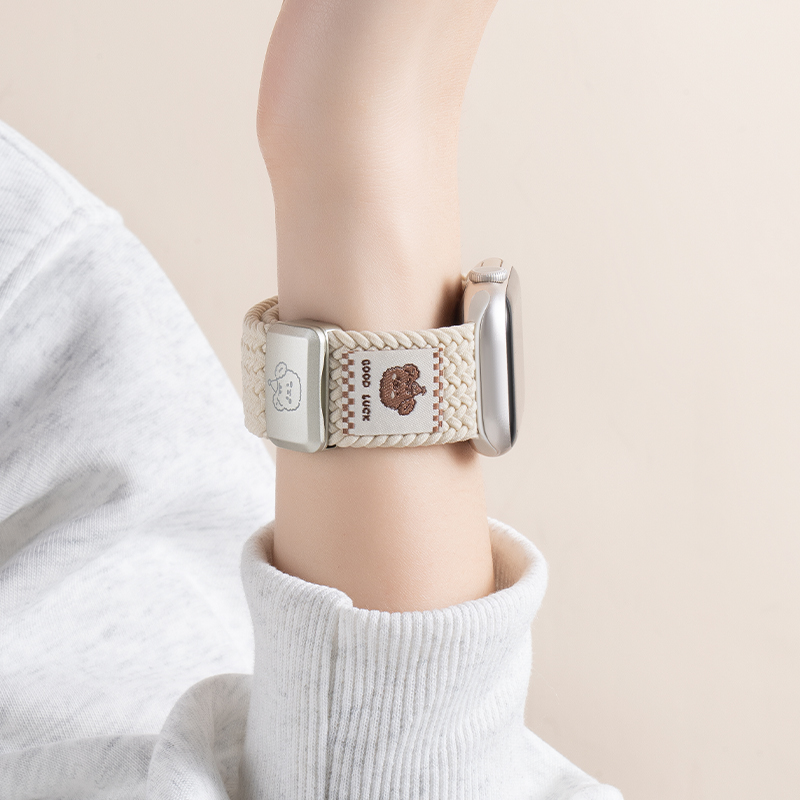匠戴适用iwatch可爱小熊编织表带