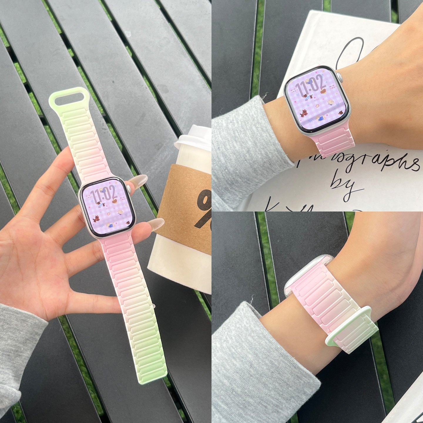 明星同款|匠戴适用iwatch11表带苹果S10手表applewatch9新款创意渐变S8夏天磁吸硅胶se3女款运动8高级7男智能