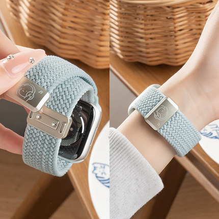 匠戴适用苹果S10手表iwatch11表带applewatch9编织尼龙S9音乐小狗磁吸S8新款S7时尚夏季7女生8高级SE男S6运动