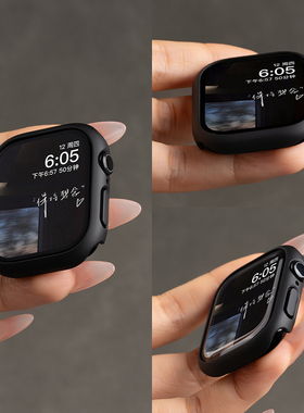适用iWatchS11保护壳S10苹果手表S8AppleWatch9表壳8保护套5磨砂边框2镂空5半包10硬壳7防刮3防摔SE表套6超薄