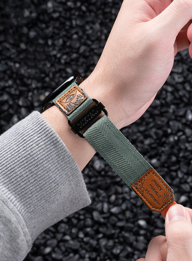 匠戴适用苹果S11表带10AppleWatch9手表iwatch8编织新款ultra高级SE户外3运动2男款尼龙S7智能6女5腕带魔术贴