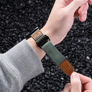 匠戴适用苹果S11表带10AppleWatch9手表iwatch8编织新款ultra高级SE户外3运动2男款尼龙S7智能6女5腕带魔术贴