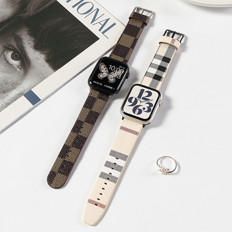 匠戴适用苹果手表菱格纹皮表带